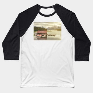 Maligne Lake Boathouse Baseball T-Shirt